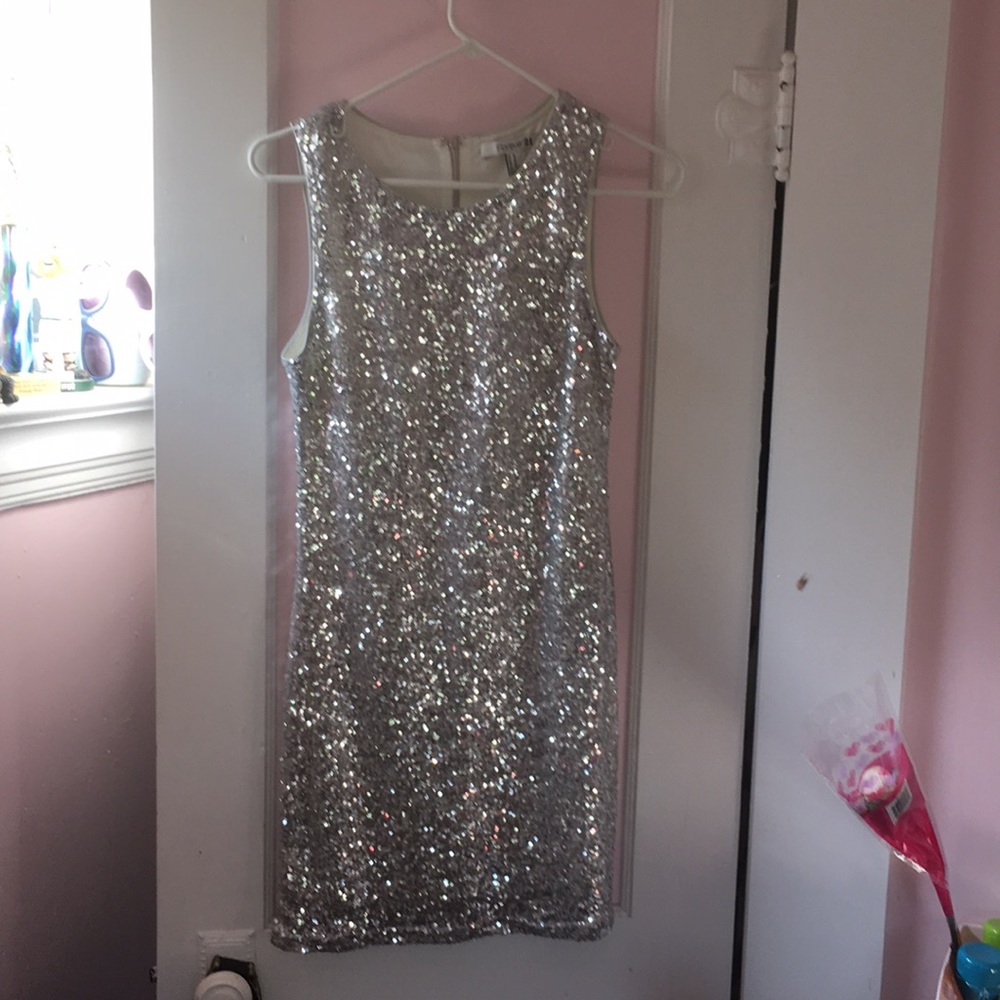 sparkly silver dress